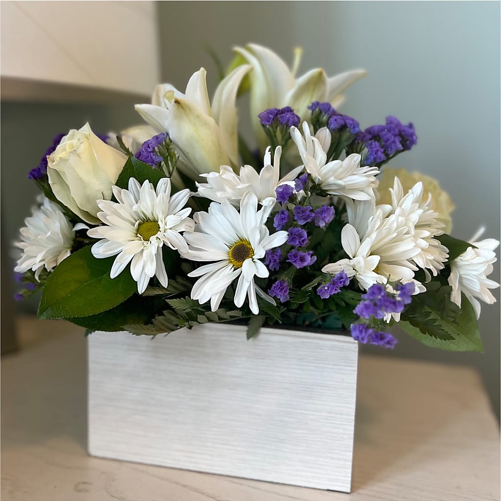 Beyond Blue Box Bouquet – MARILYN'S FLOWERS & GIFTS, Camden TN