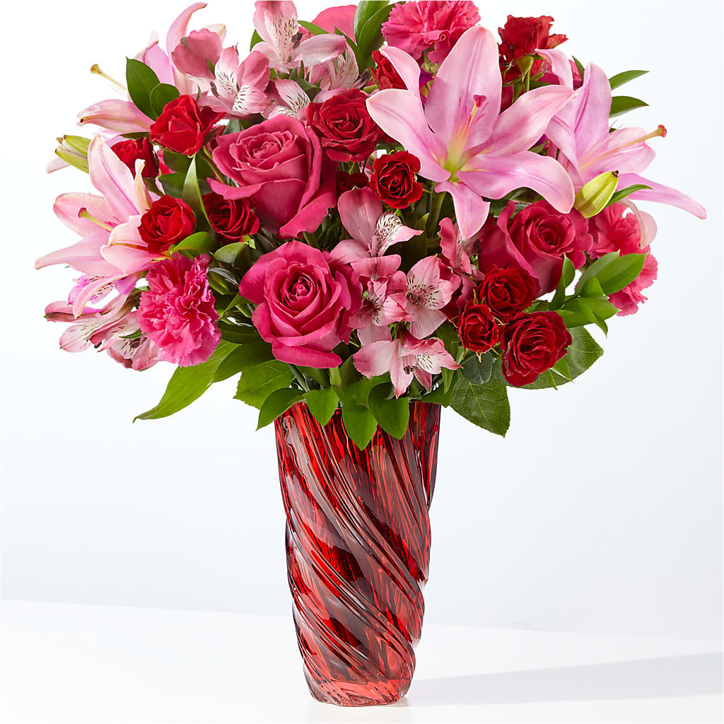In Love Bouquet with Luxe Swirl Vase – MARILYN'S FLOWERS & GIFTS, Camden TN