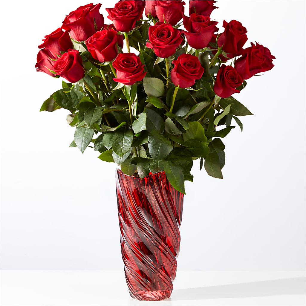 Classic Love Red Rose Bouquet with Luxe Swirl Vase – MARILYN'S FLOWERS & GIFTS, Camden TN