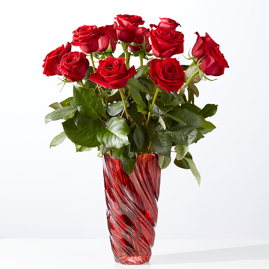 Classic Love Red Rose Bouquet with Luxe Swirl Vase – MARILYN'S FLOWERS & GIFTS, Camden TN