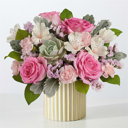 Dusty Rose Bouquet with Ivory Vase – MARILYN'S FLOWERS & GIFTS, Camden TN
