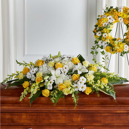 Golden Harmony Casket Spray – MARILYN'S FLOWERS & GIFTS, Camden TN